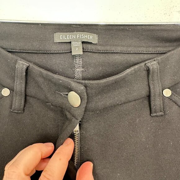 Eileen Fisher Size 2 Black Pants Stretch Jersey Knit Straight Leg Casual Comfort - Picture 5 of 6